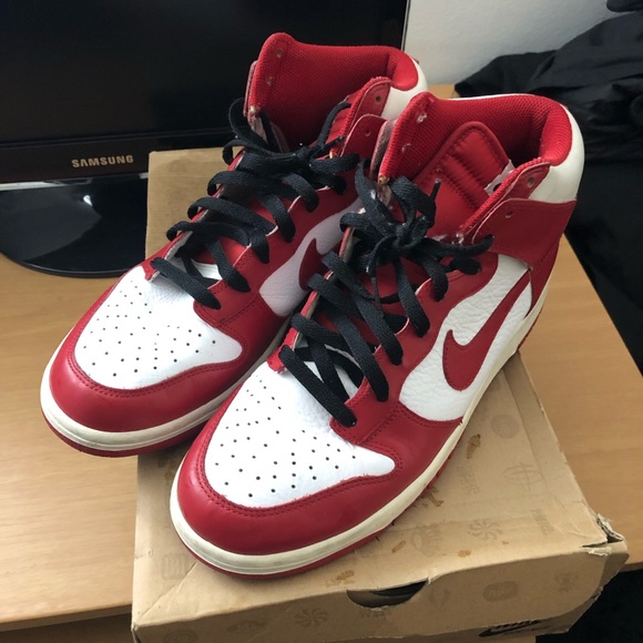 nike dunks high red dark red